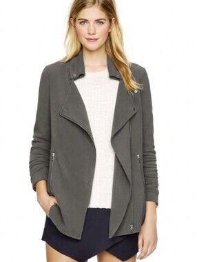 Wilfred Aritzia Moto Jacket Crepe Snap Button Blazer Style Womens Size XXXS Grey